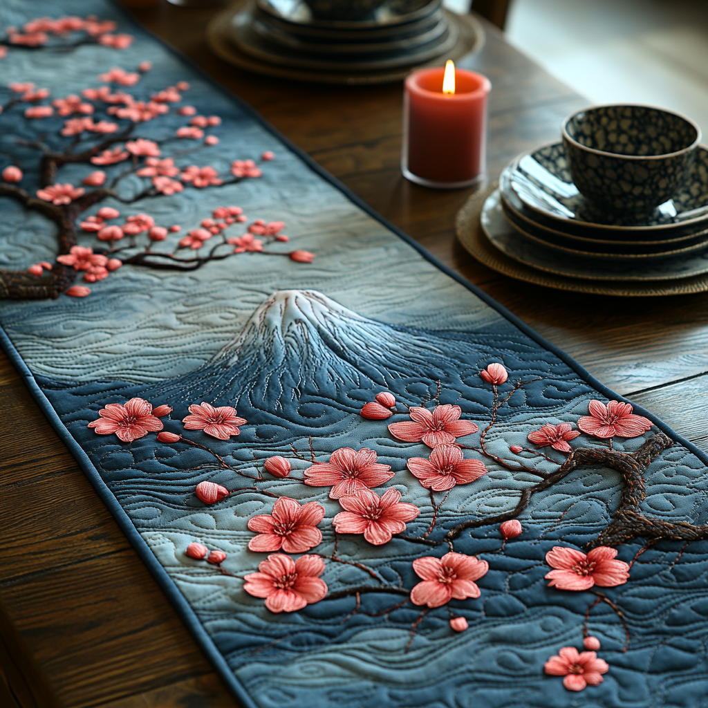 Cherry Blossom Bliss Quilted Table Runner Dining Table Decor Ideas Christmas Gifts For Mum