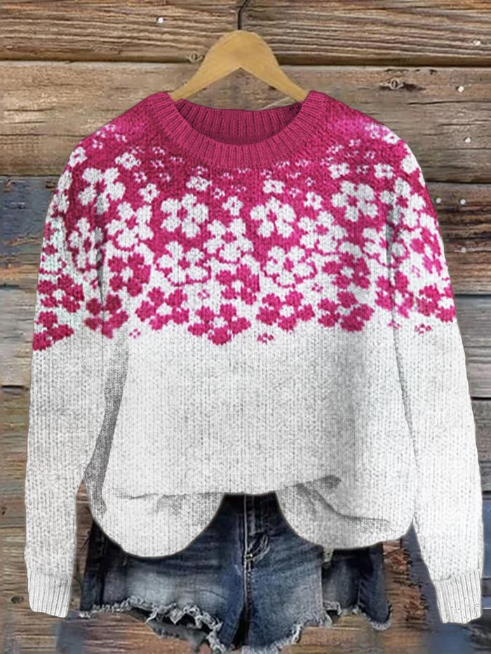 Cherry Blossom Frost Christmas Sweater Cozy Clothing Best Xmas Holiday Presents For Her