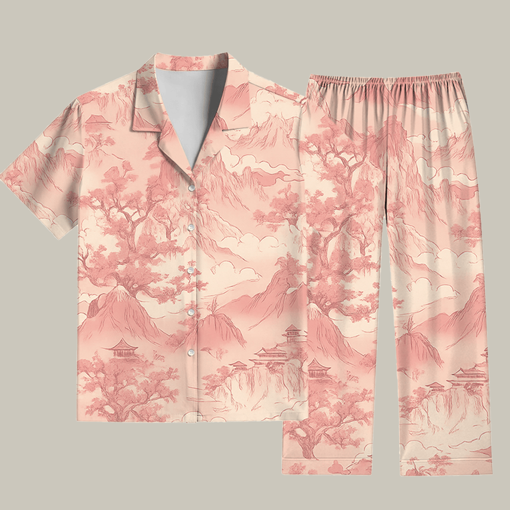 Cherry Blossom Mountains Pajama Set Merry Xmas Apparel Christmas Gift For Girlfriend