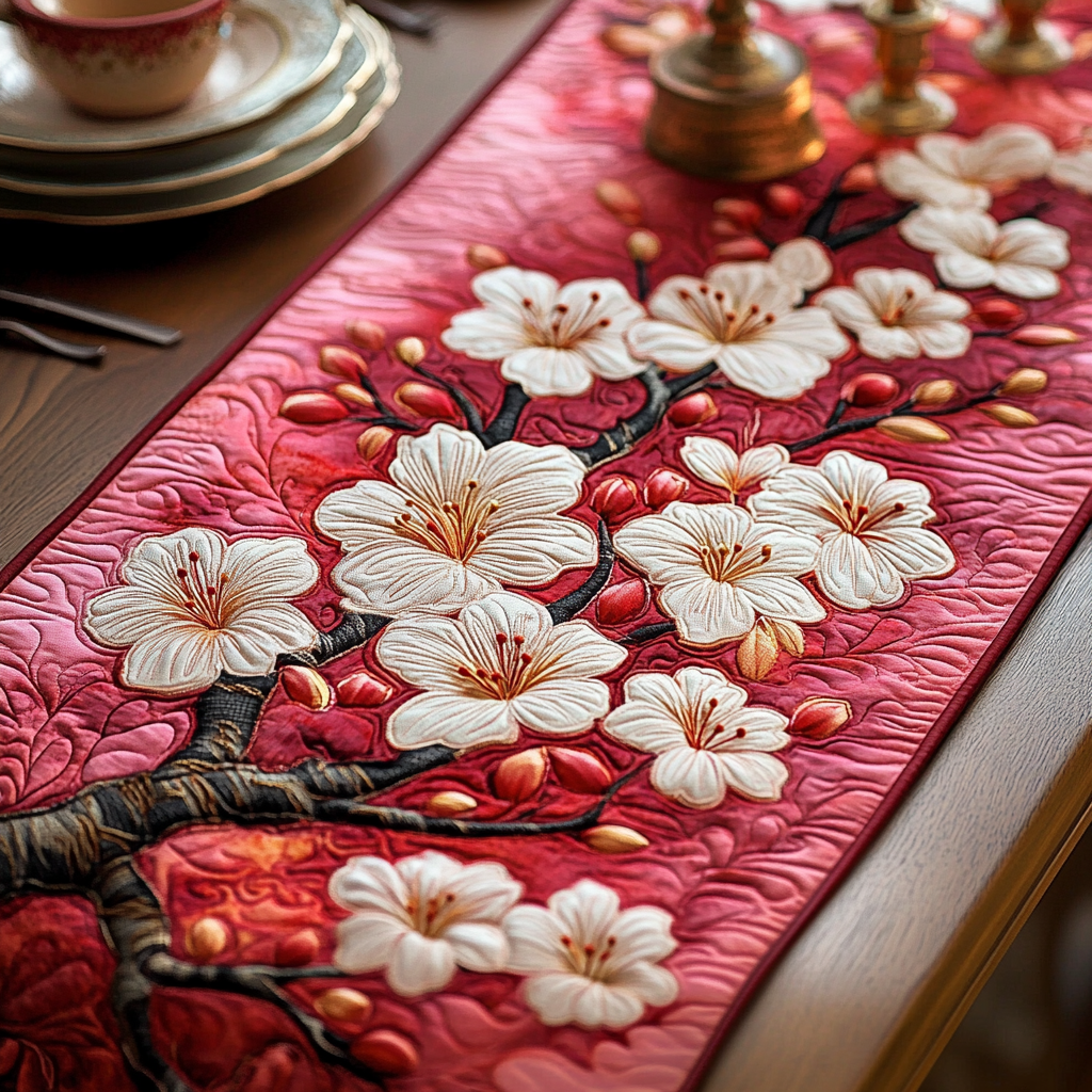 Cherry Blossom Serenade Quilted Table Runner Dining Room Table Decor Ideas Christmas Presents For Grandma