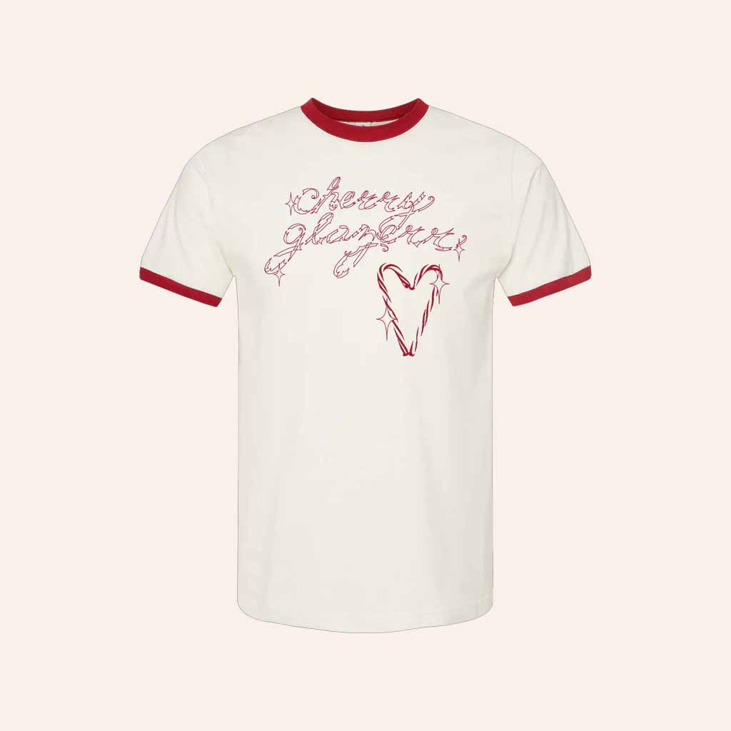 Cherry Glazerr Merch Candy Cane Heart Ringer T-Shirt Christmas Gift For Wife Cherry Glazerr Merch Candy Cane Heart Ringer T-Shirt Christmas Gift For Wife