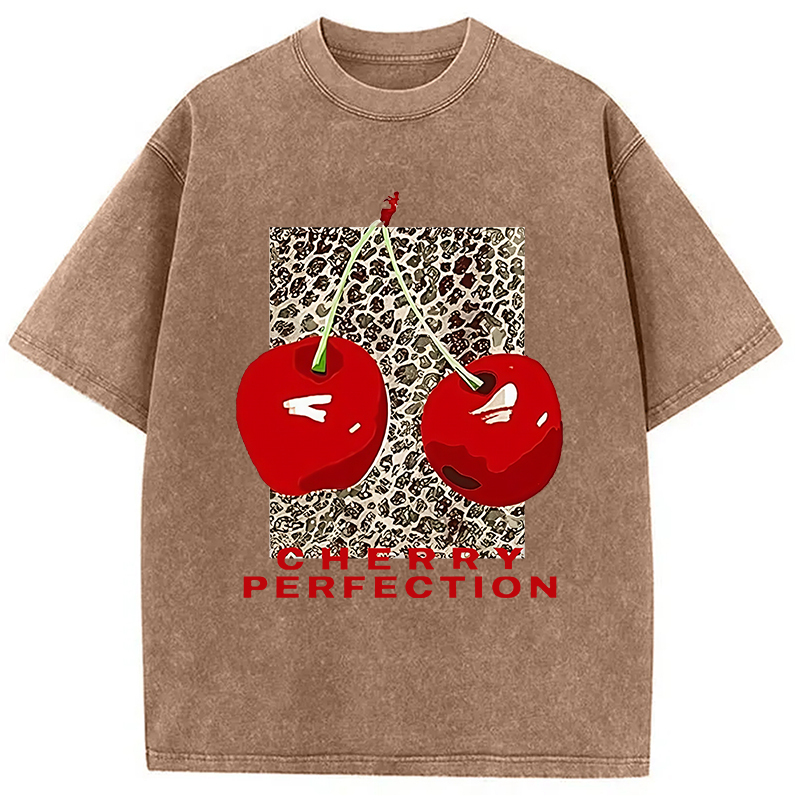 Cherry Perfection Washed T-Shirt Funny Quote Unisex Shirt Gifts For Him