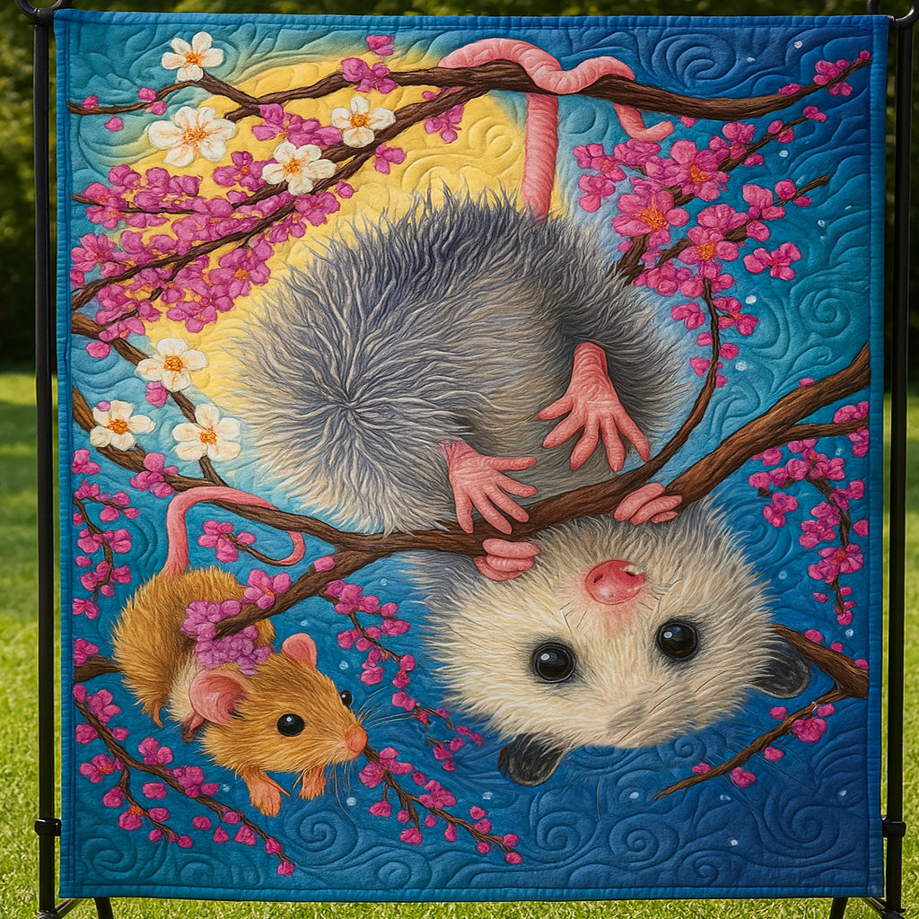 Cherry Tree Cuties Quilted Blanket Best Throw Blanket Opossum Themed Gifts
