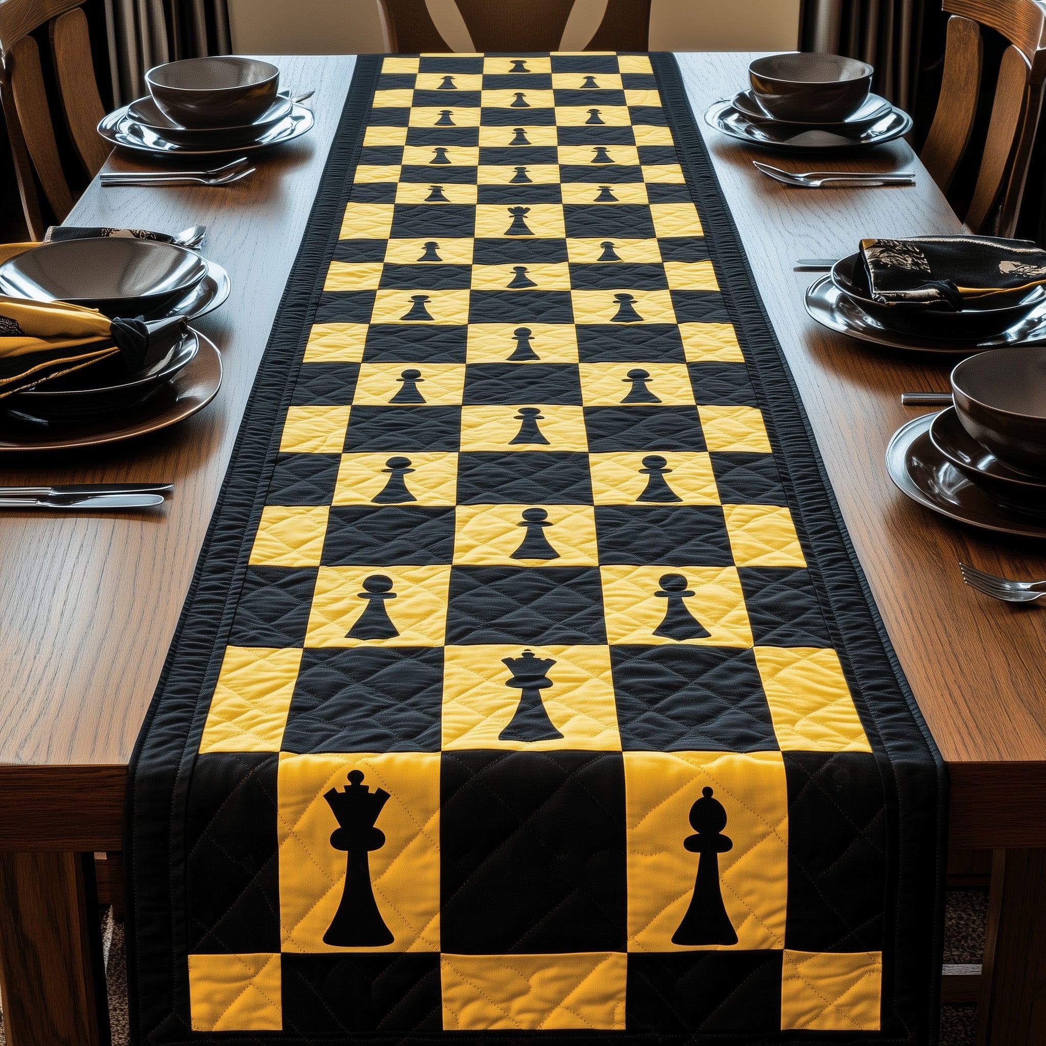 Chessboard Quilted Table Runner Christmas Dining Room Table Runner