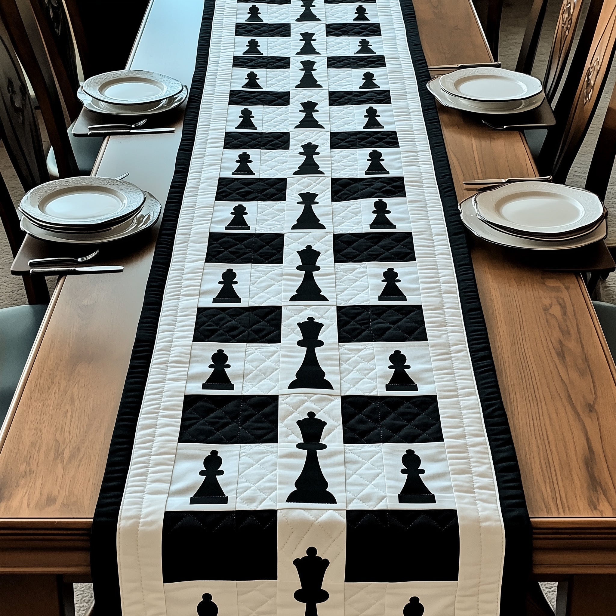 Chessboard Quilted Table Runner Christmas Table Runner for Family Meals