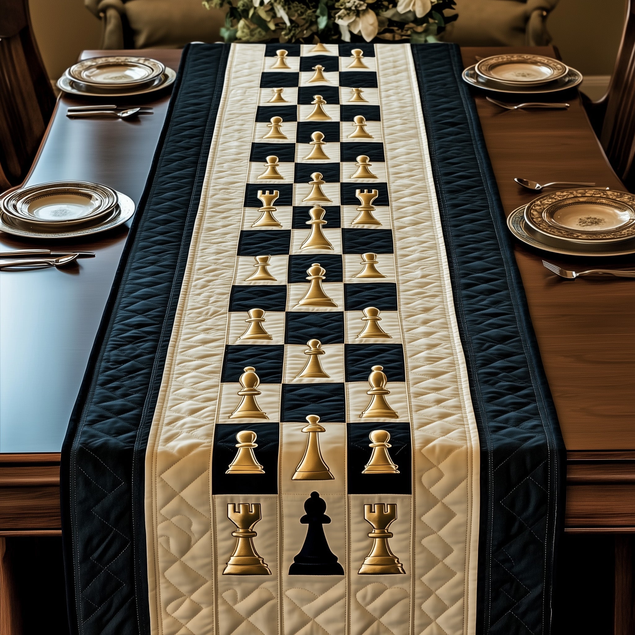Chessboard Quilted Table Runner Seasonal Table Runner for Holidays