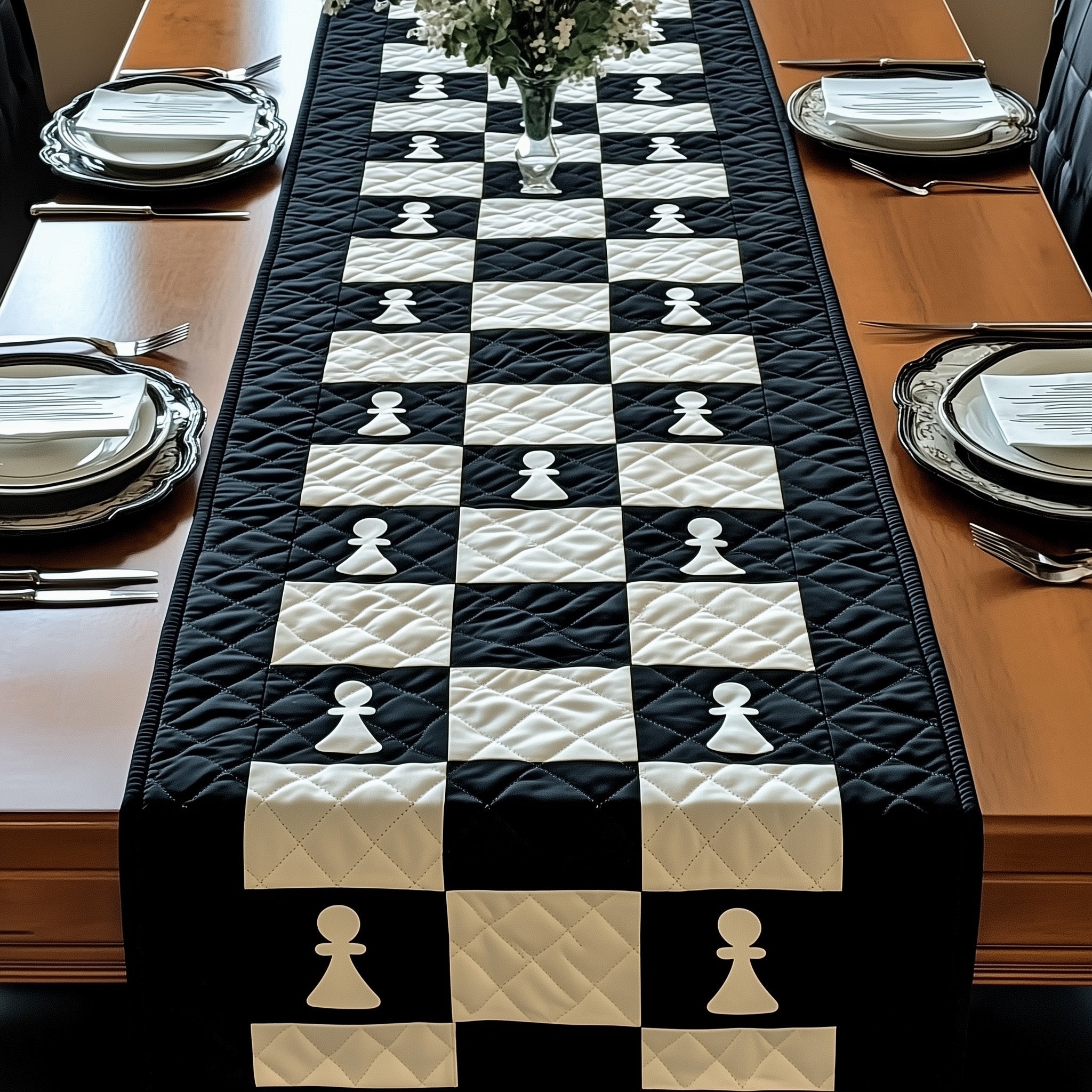 Chessboard Quilted Table Runner Table Runner Gift for Holiday Season