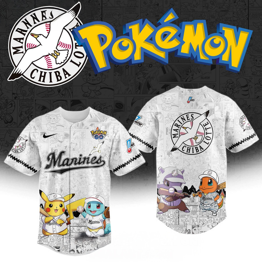Chiba Lotte Marines x Pokemon Baseball Jersey Unique Baseball Gifts