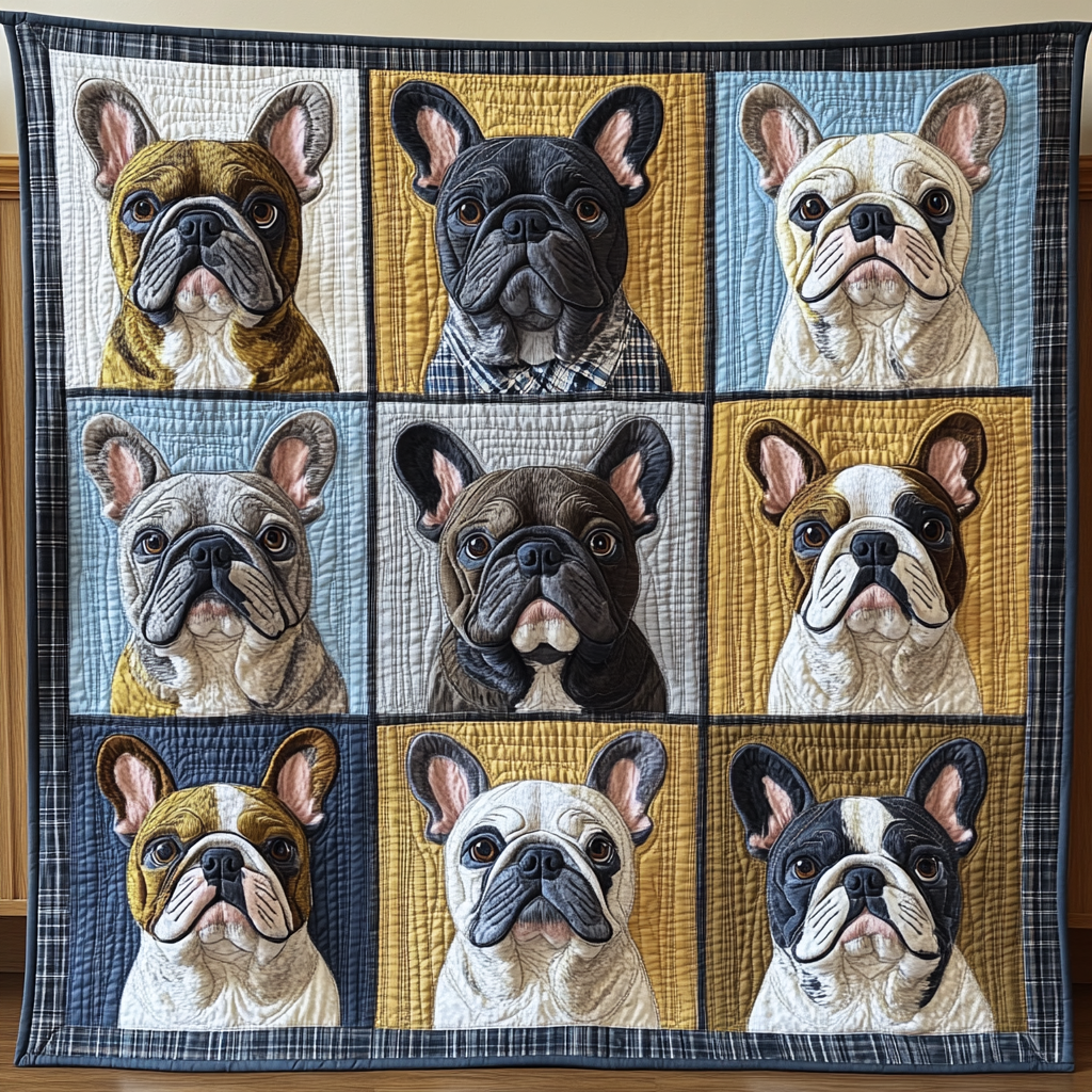 Chic Chien Quilted Blanket Gifts For French Bulldog Owners