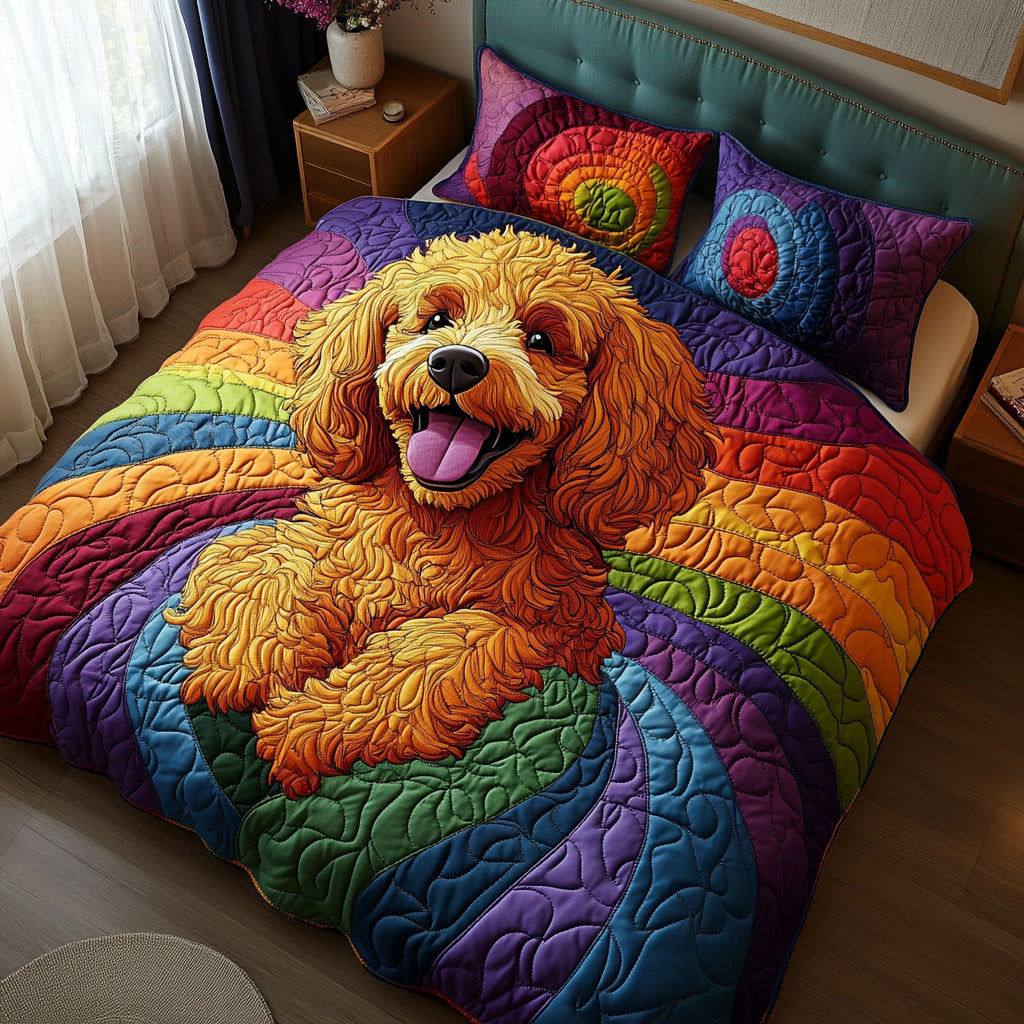 Chic Pup Quilted Bedding Set Best Bed Sheet Set Poodle Gifts For Dog Lovers