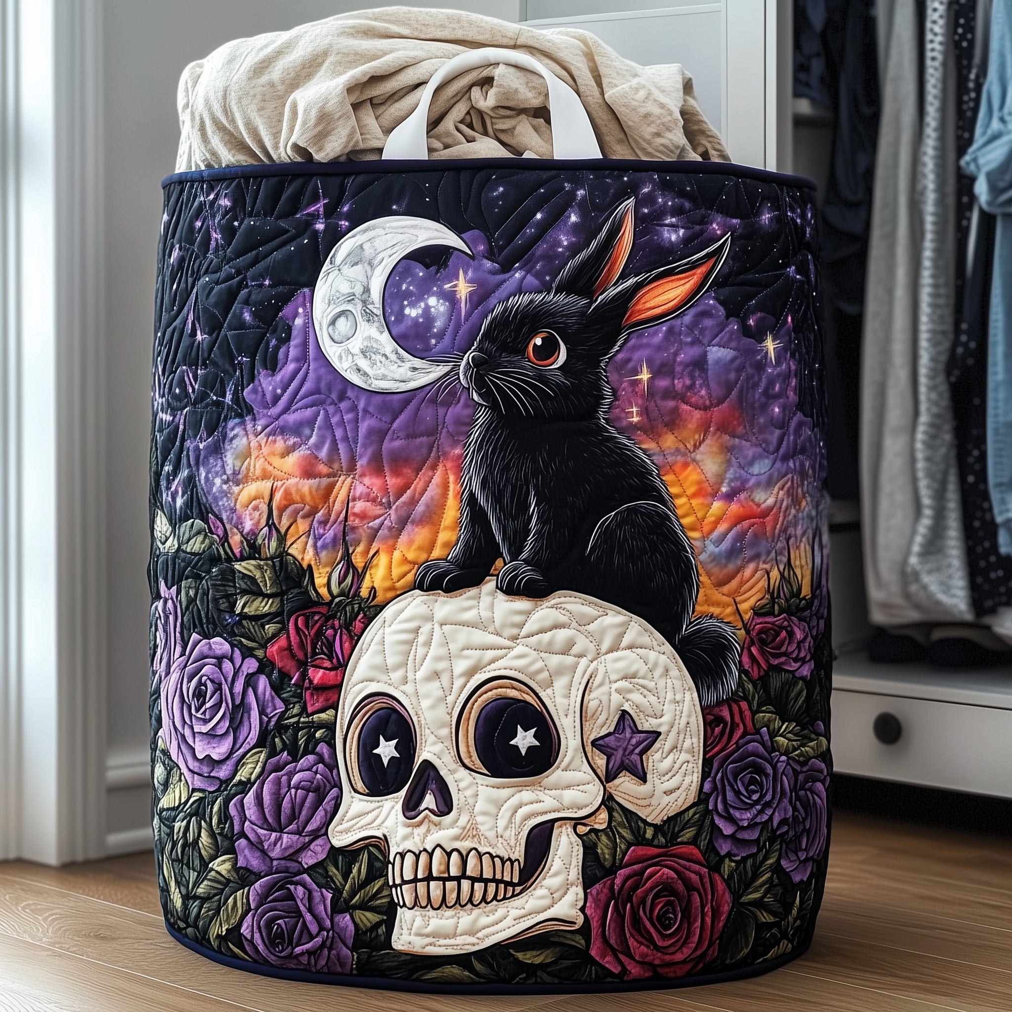 Chic Rabbit Quilted Laundry Basket Bunny Gifts For Adults