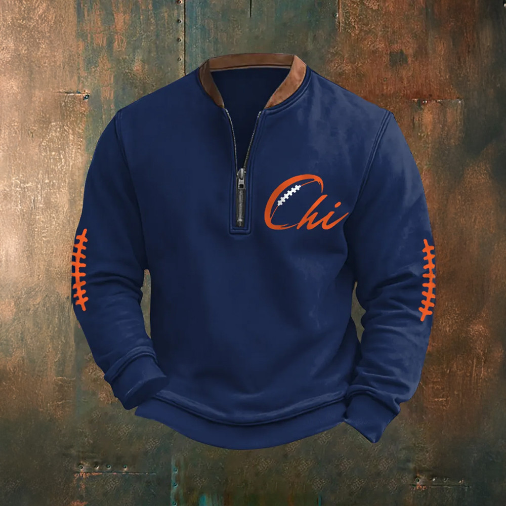 Chicago Bears Collar Zip Sweatshirt Game Day Football Clothing Gift Ideas For Men