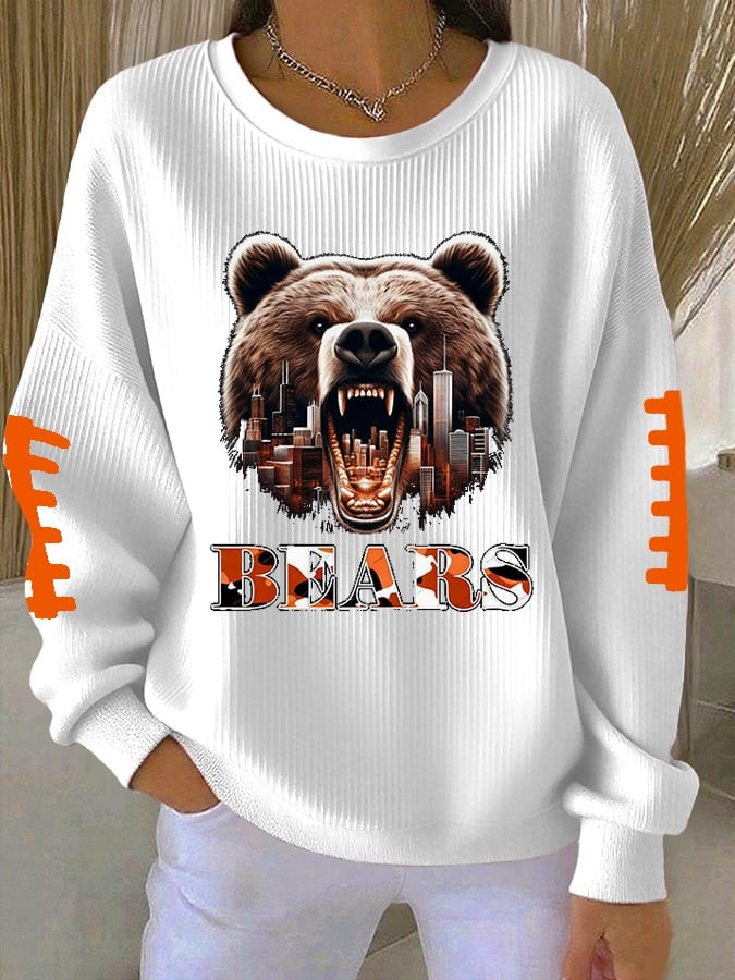 Chicago Bears Football Merch Bear Graphic Sweatshirt Chicago Game Day Apparel Football Gifts