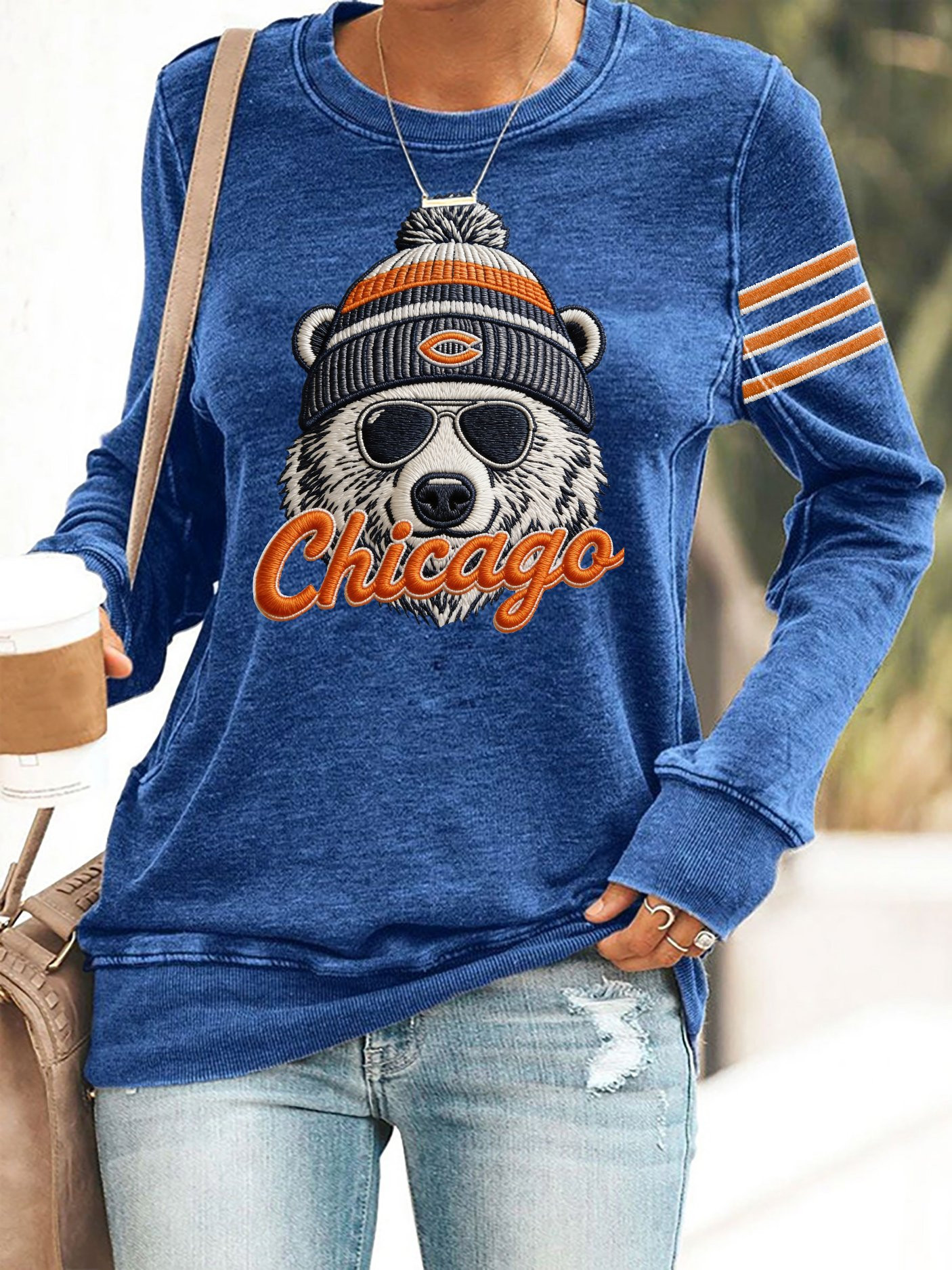 Chicago Bears Football Merch Retro Bear Sweatshirt Sport Clothing Football Player Gift Ideas