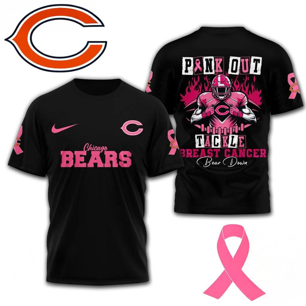 Chicago Bears Football Pink Out Tackle Breast Cancer Shirt Football Fans Gifts