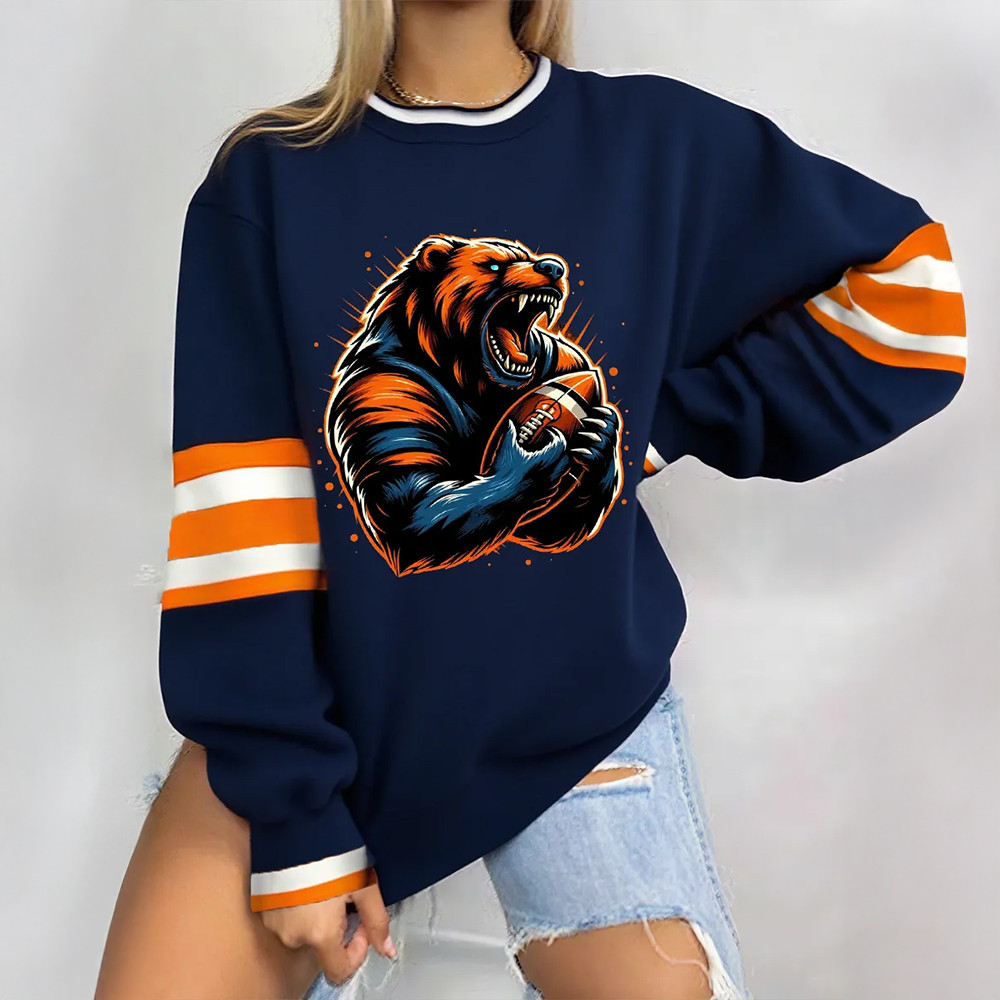 Chicago Bears Football Sweatshirt Patriotic Chicago Football Clothing Gift For Her