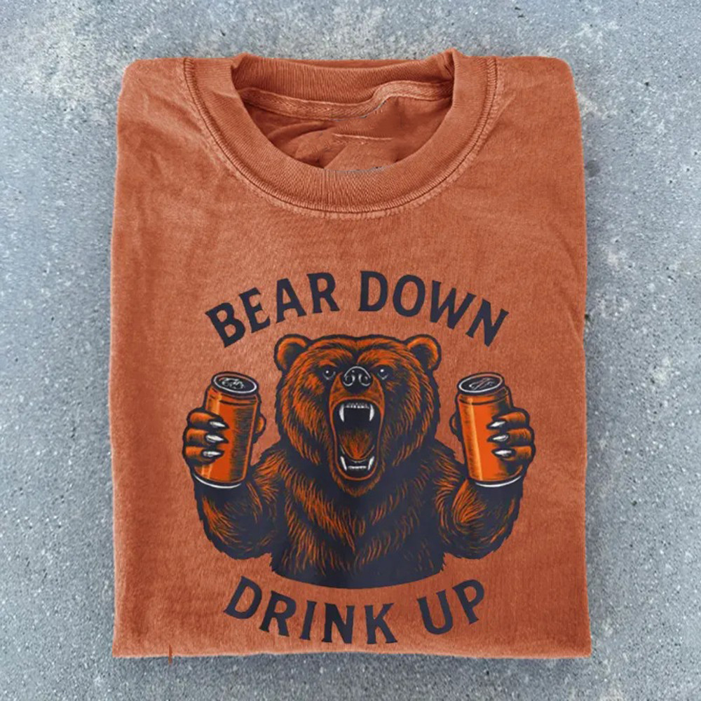 Chicago Bears Merch Bear Down Drink Up T-Shirt Football Themed Gifts For Bears Nation