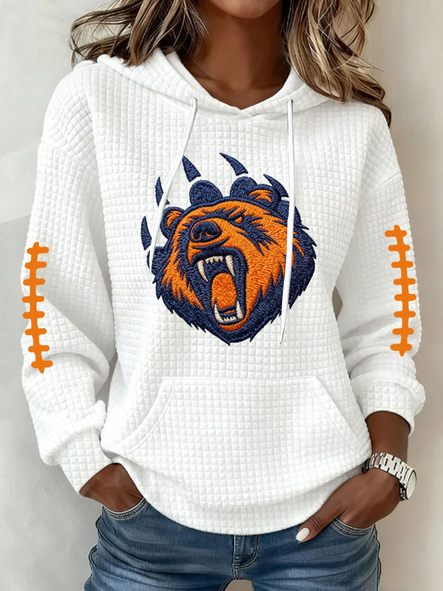 Chicago Bears Merch Bear Down Hoodie Game Day Hooded Sweatshirt Good Gifts For Her