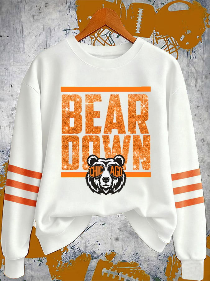 Chicago Bears Merch Bear Down Sweatshirt Game Day Football Sweatshirt Football Player Gifts