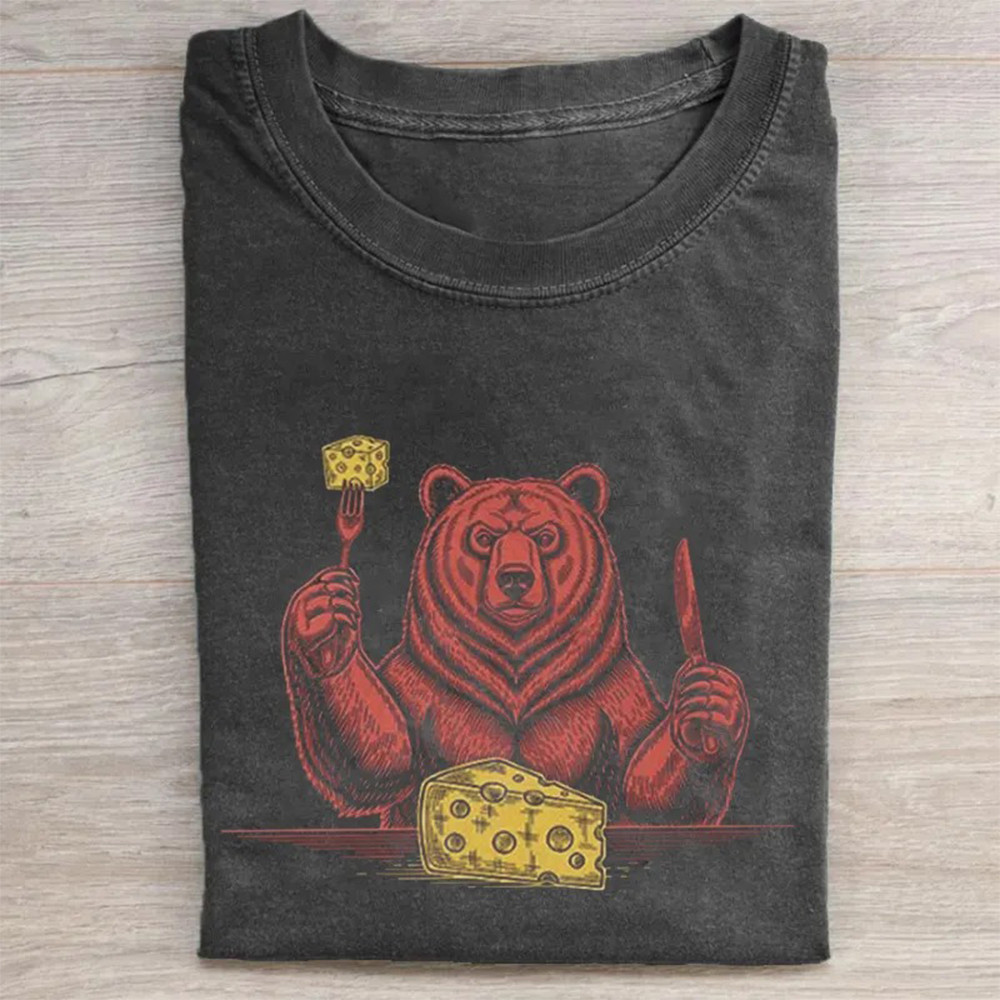 Chicago Bears Merch Bear Eats Cheese T-Shirt Football Themed Gift For Him