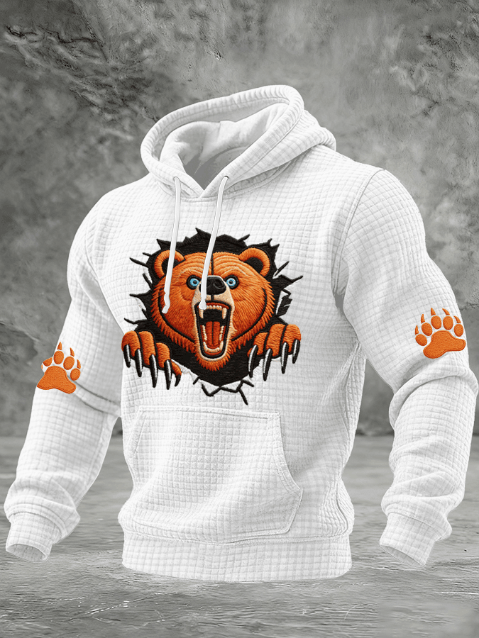 Chicago Bears Merch Bear Mascot Graphic Hoodie Chicago Game Day Hooded Sweatshirt