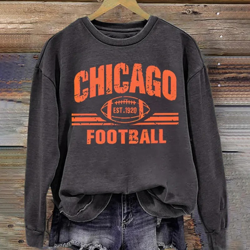 Chicago Bears Merch Chicago Football Vintage Sweatshirt Game Day Gifts For Girlfriend