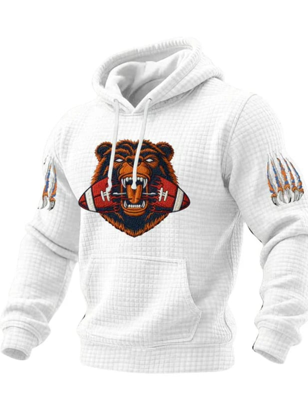 Chicago Bears Merch Fear The Bear Hoodie Football Apparel Game Day Gift For Him