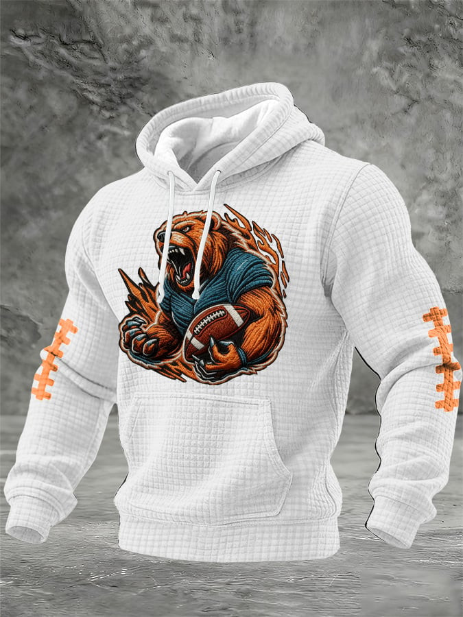 Chicago Bears Merch Fierce Bear Graphic Hoodie Bear Game Day Hooded Sweatshirt