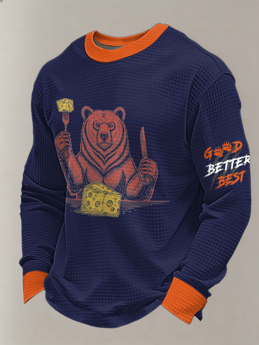 Chicago Bears Merch Good Better Best Long Sleeve Shirt Bear Eating Cheese Football Clothing Gifts