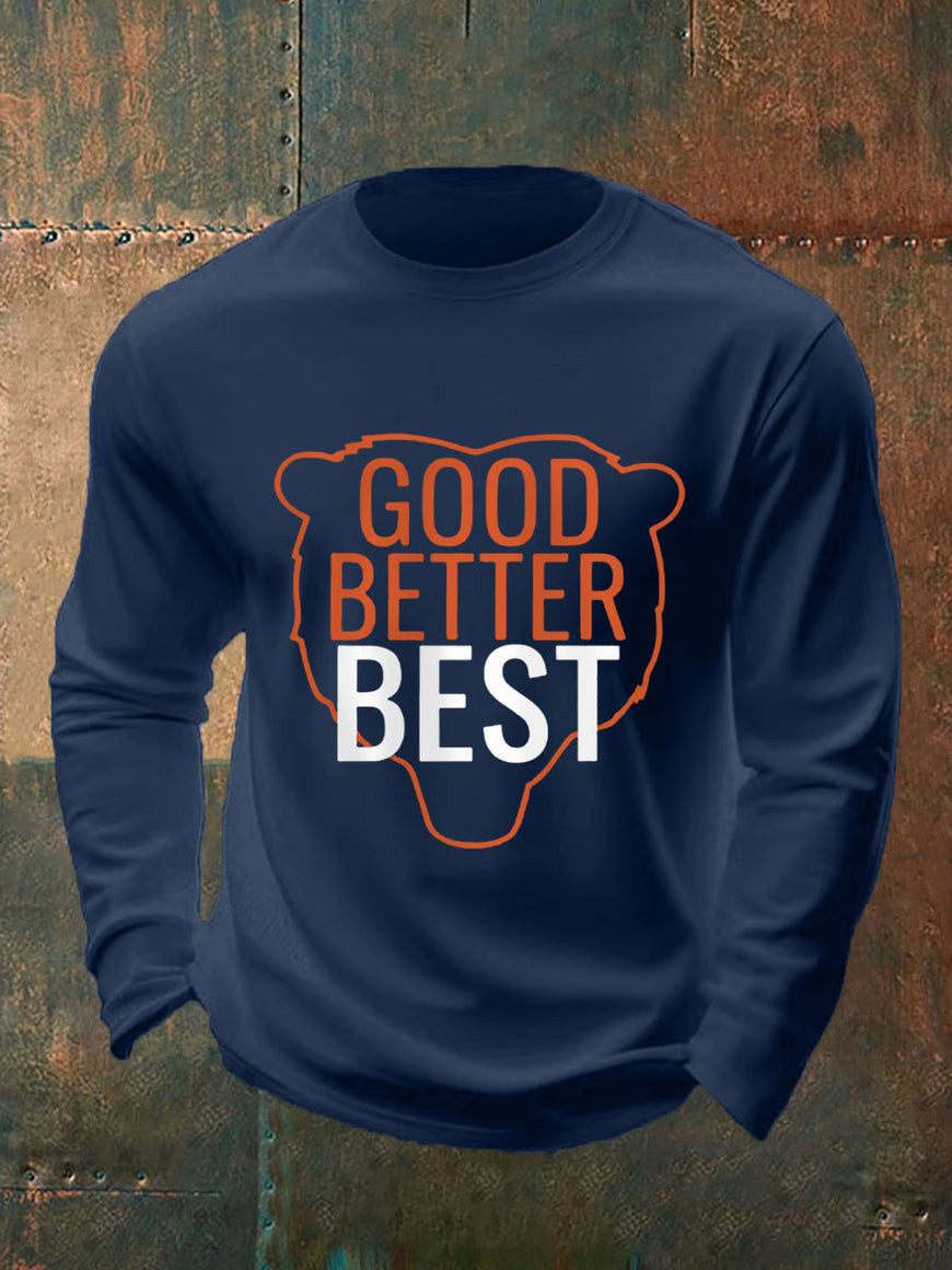 Chicago Bears Merch Good Better Best Long Sleeve Shirt Chicago Football Apparel Game Day Gifts