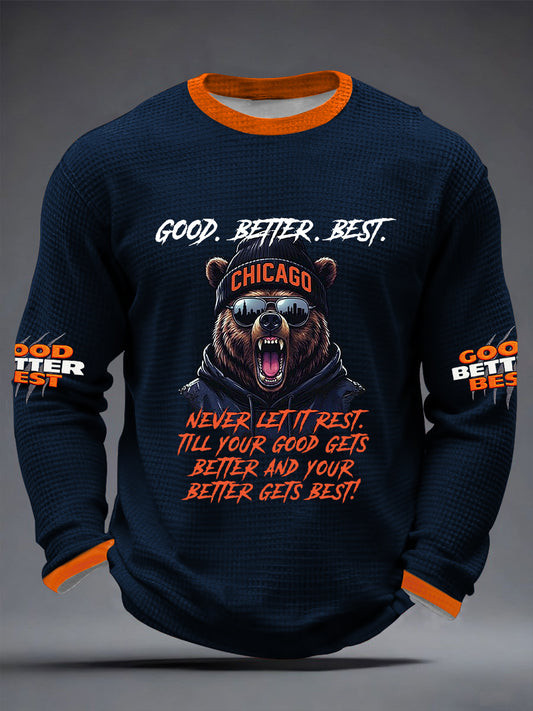 Chicago Bears Merch Good Better Best Long Sleeve Shirt Never Let It Rest Bears Clothing