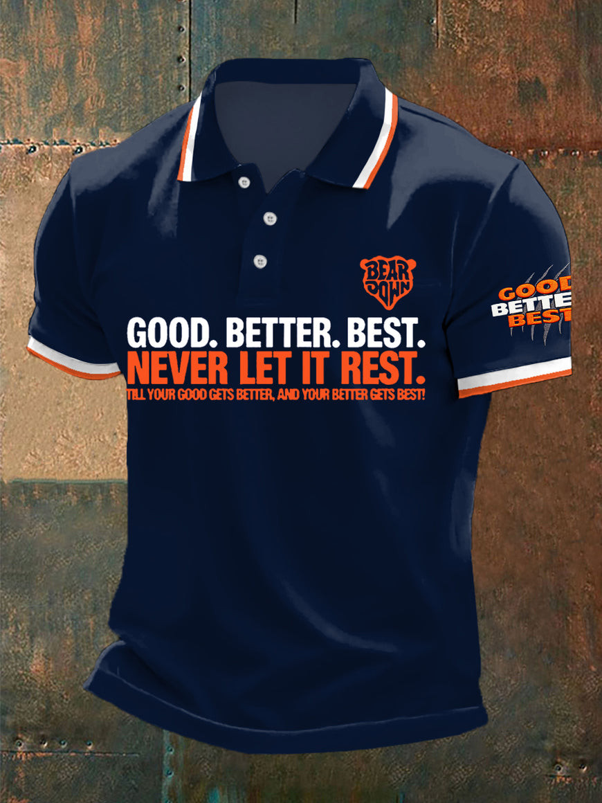 Chicago Bears Merch Good Better Best Polo Shirt Game Day Clothes Football Player Gifts