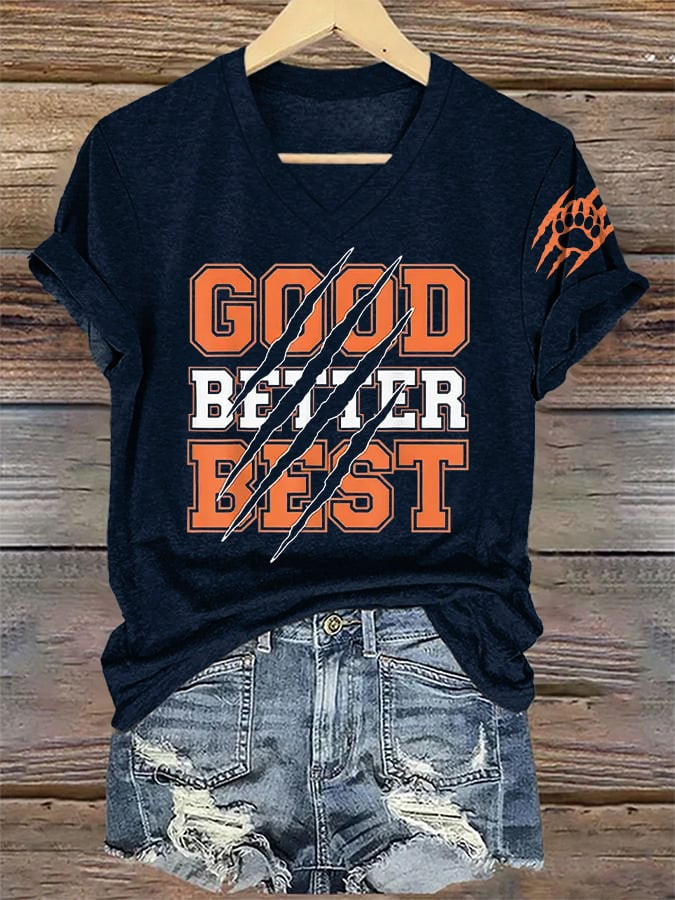 Chicago Bears Merch Good Better Best V-Neck Shirt Chicago Game Day Clothes Bears Nation Present