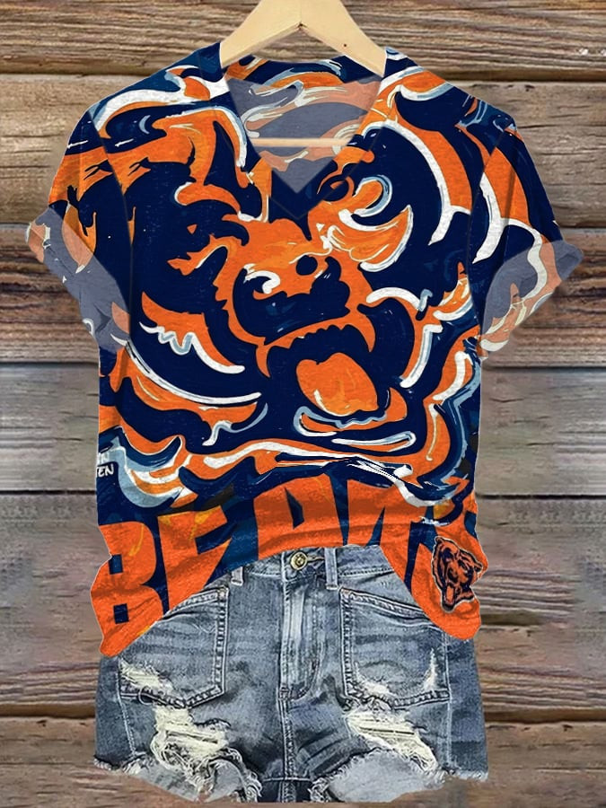 Chicago Bears Merch Monster Of The Midway V-Neck Shirt Game Day Football Shirt Unique Gifts