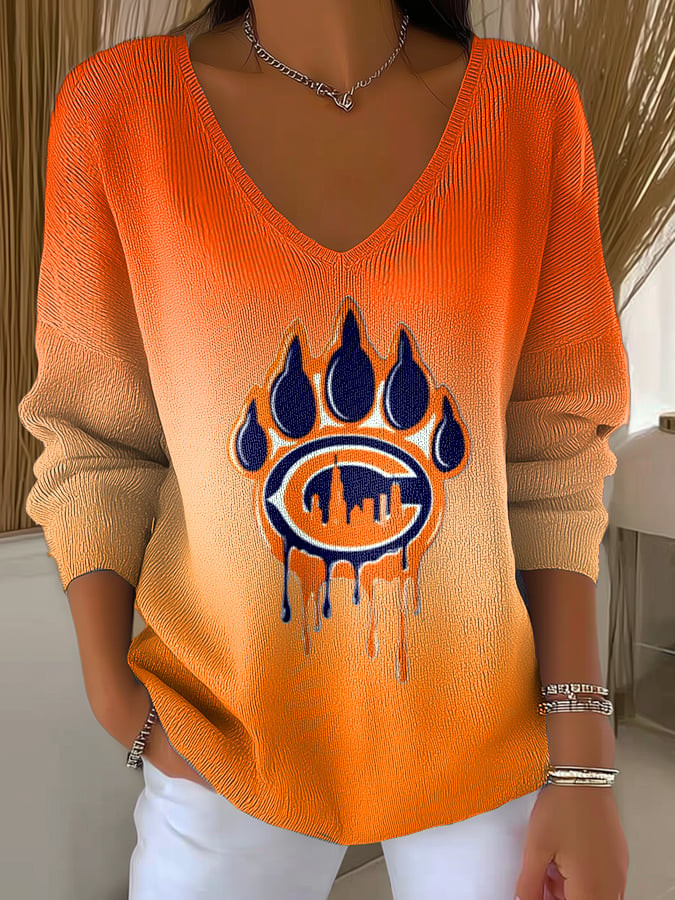 Chicago Bears Merch V-Neck Long Sleeve Shirt Sundays Are For The Bears Bears Nation Clothing