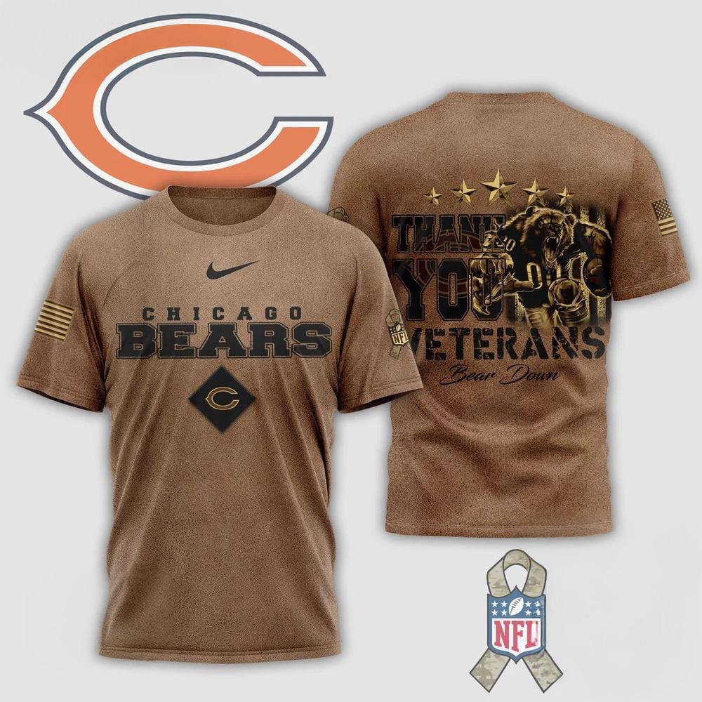 Chicago Bears Thank You Veterans Bear Down Shirt Unique Gifts For Football Fans