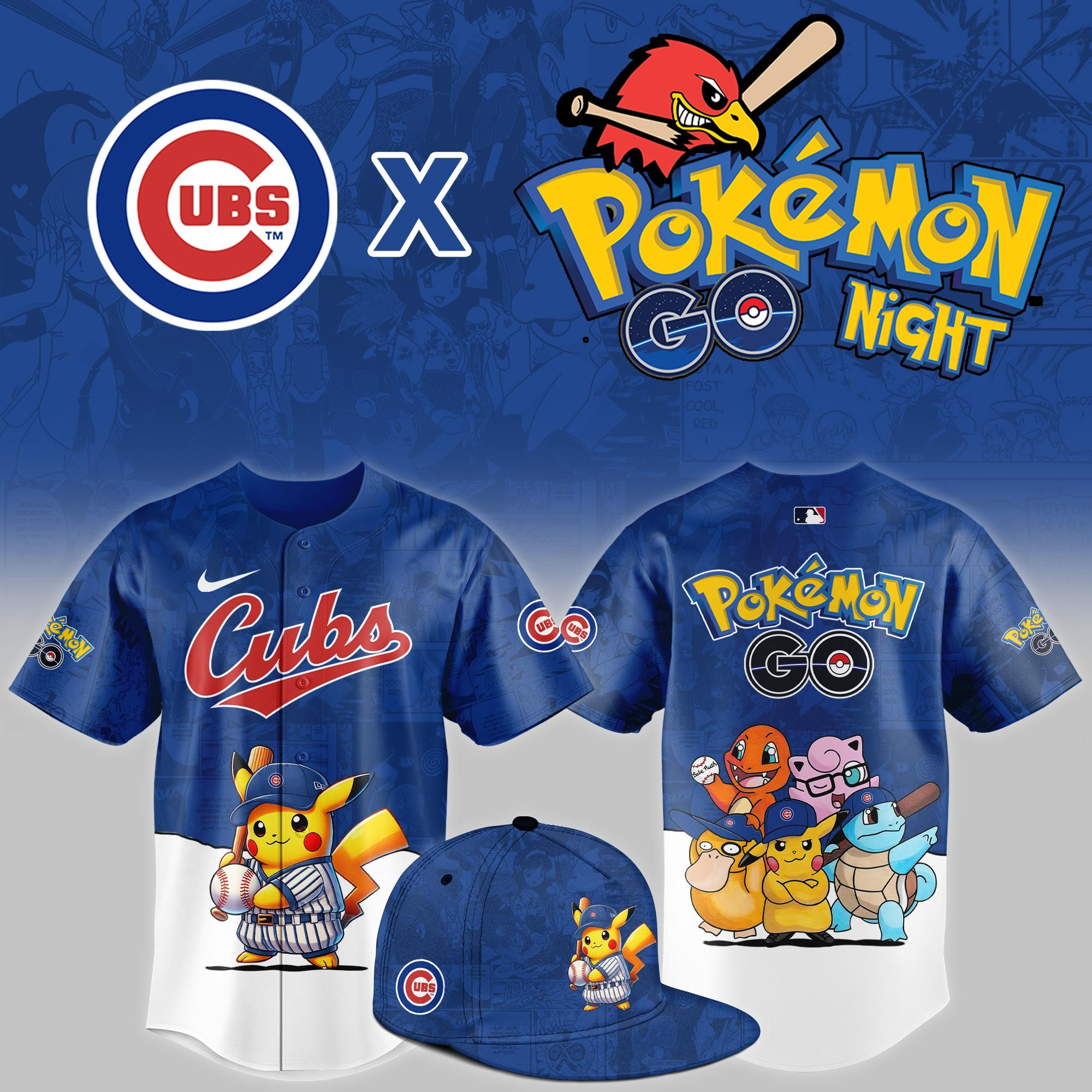 Chicago Cubs 2025 Pokemon GO Night Limited Jersey Cool Gifts For Baseball Lovers