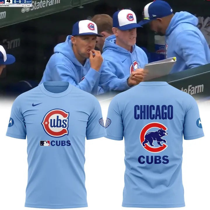 Chicago Cubs Alternate T-Shirt City Connect MLB Light Blue Best Gifts For Cubs Fans