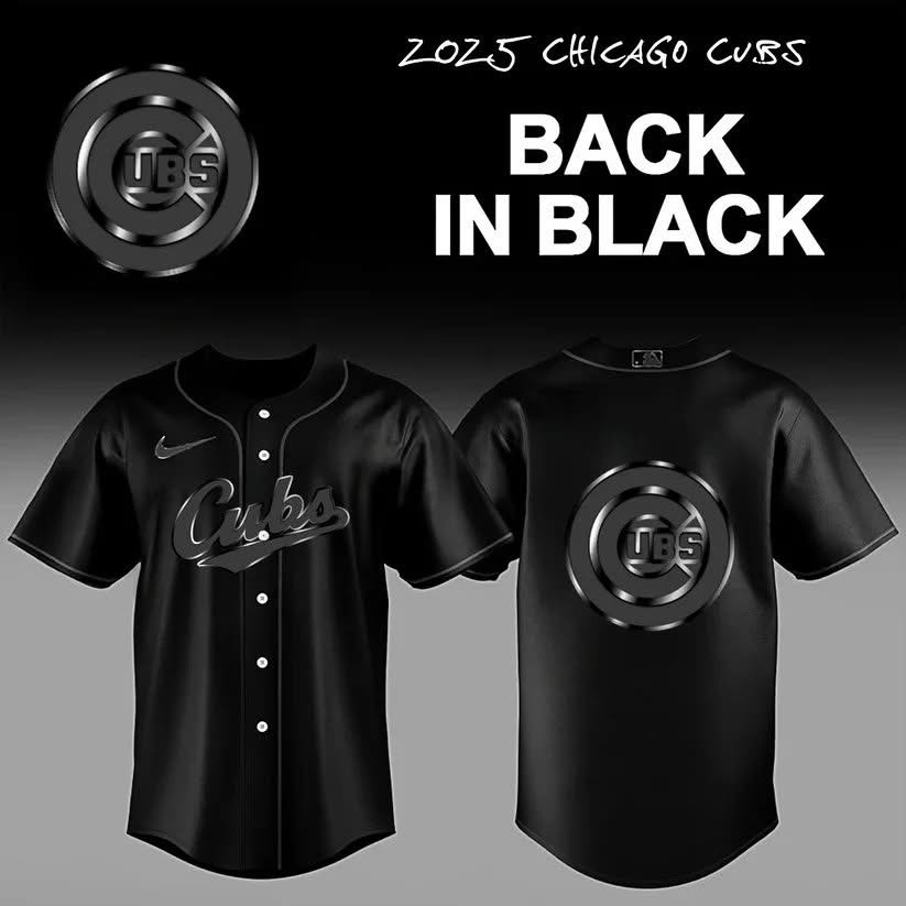 Chicago Cubs Back In Black Jersey 2025 MLB Merch Gifts For Cubs Fans Baseball Lovers