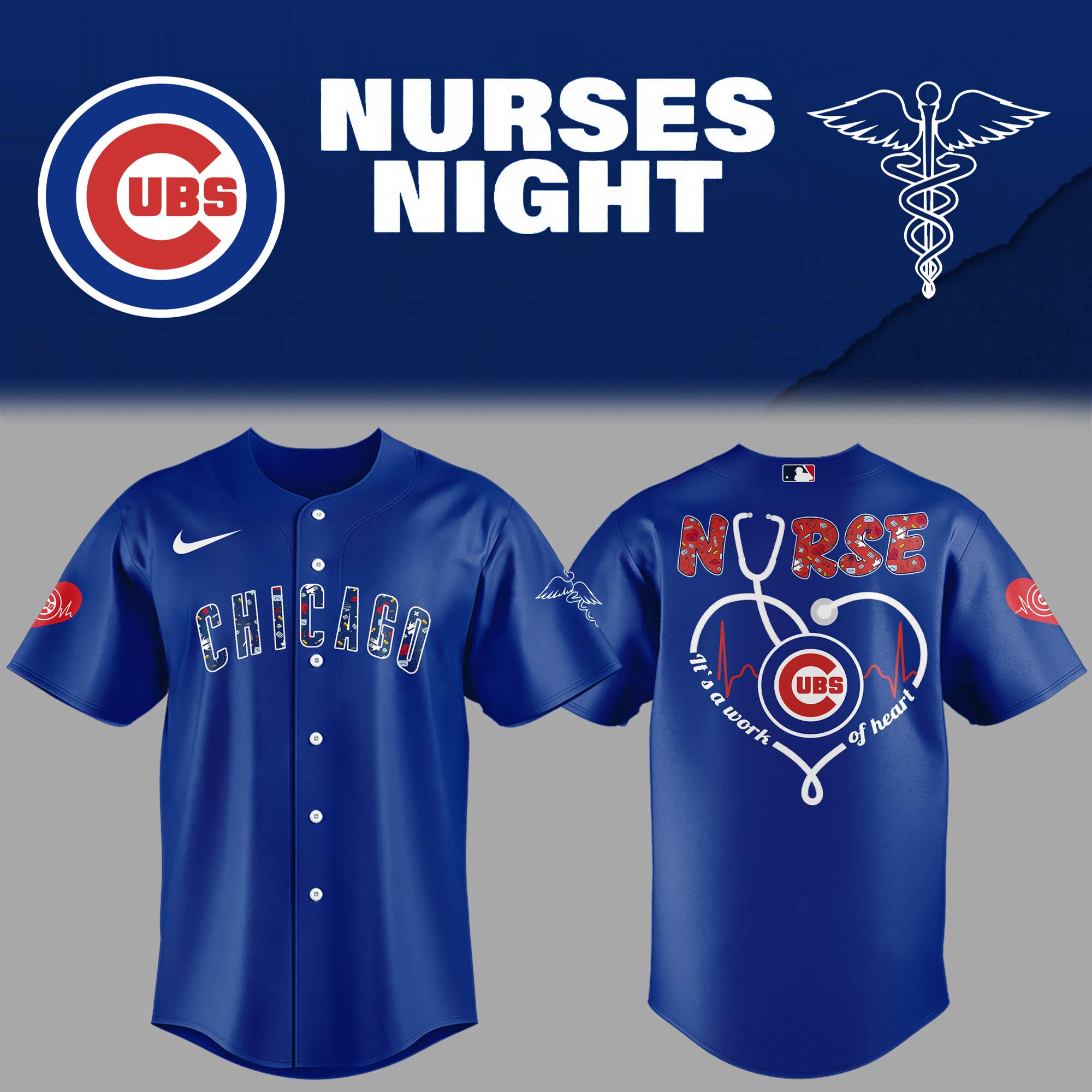 Chicago Cubs Baseball Nurses Night Jersey Baseball Father's Day Gifts
