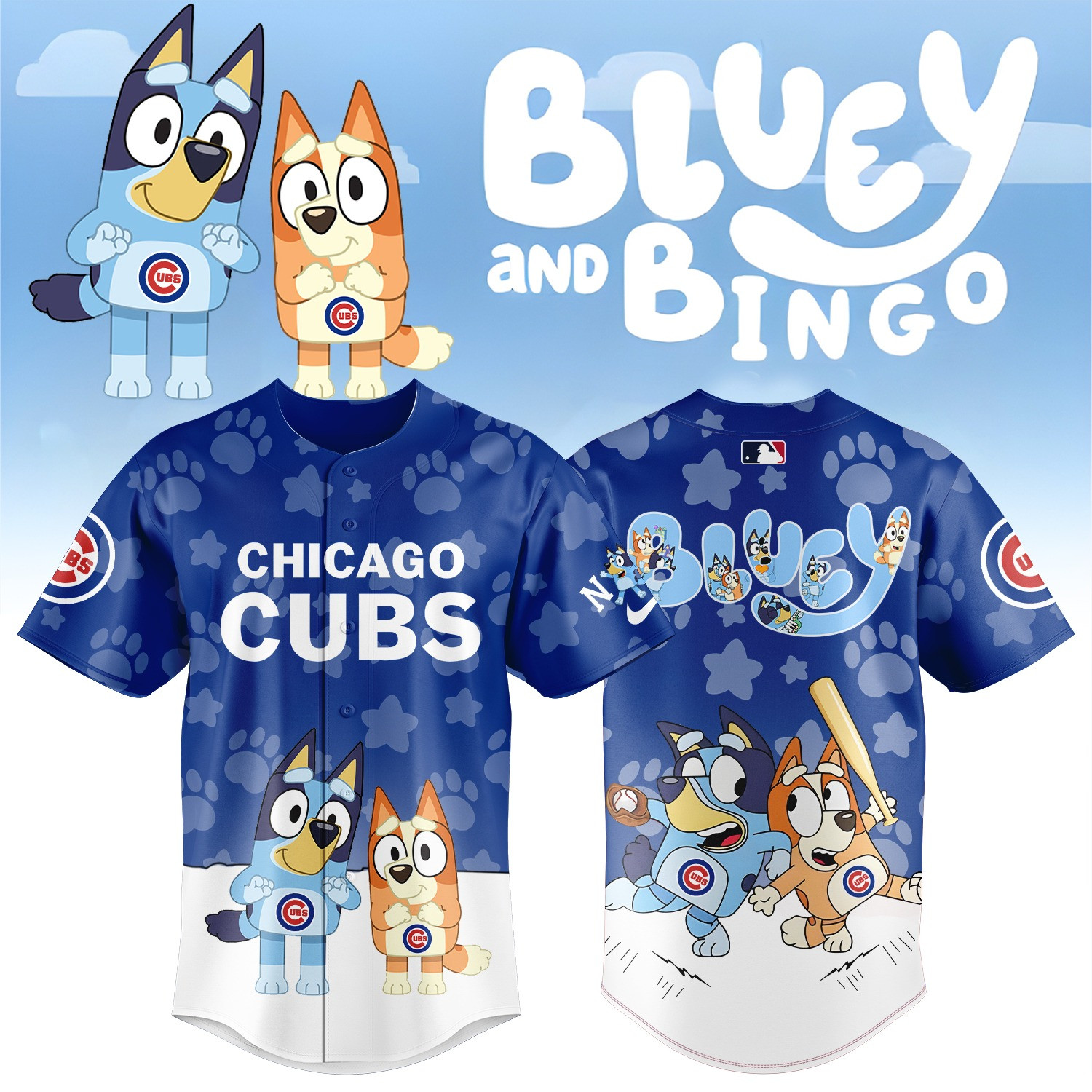 Chicago Cubs Bluey And Bingo Jersey Presents For Baseball Lovers