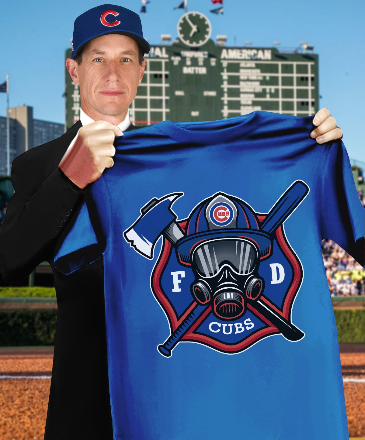 Chicago Cubs Firefighter Fire Dept T-Shirt Honor Fireman Gifts For Cubs Fans