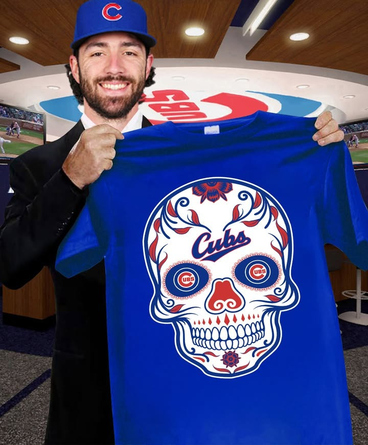 Chicago Cubs Mexican Sugar Skull T-Shirt Mexican Baseball Lover Gifts For Cubs Fans