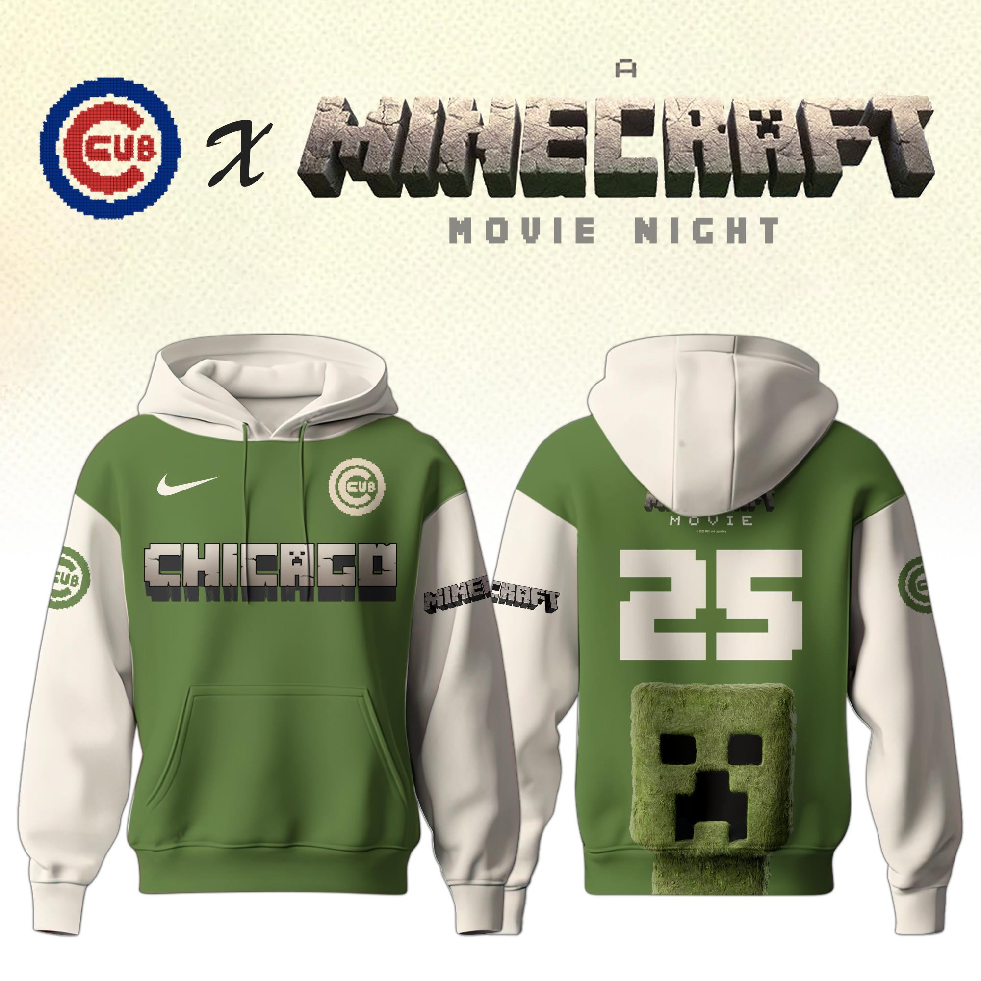 Chicago Cubs MLB x A MINECRAFT MOVIE Night Hoodie Unique Gifts Baseball Fans
