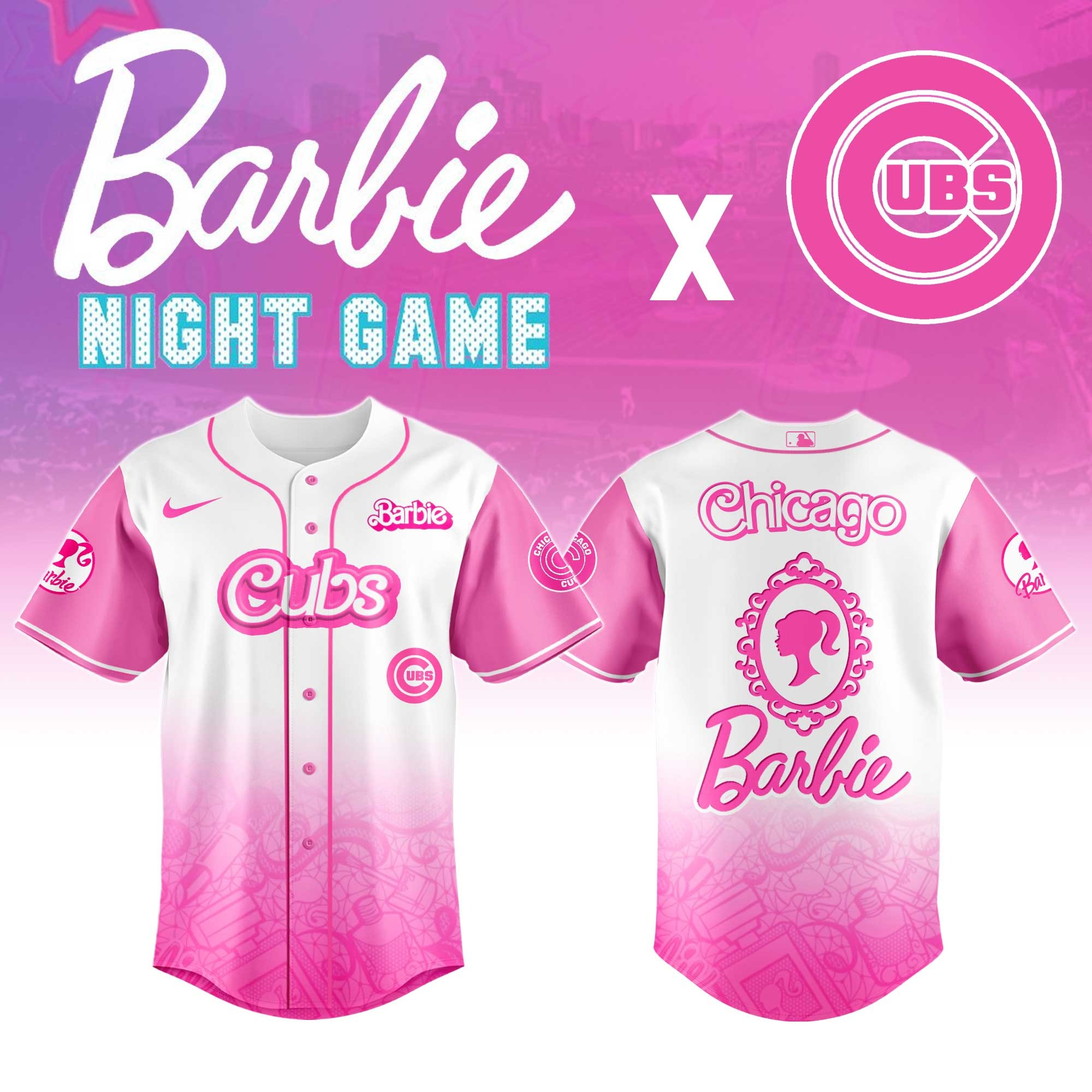 Chicago Cubs MLB x Barbie Night Game Jersey 2025 Cool Gifts For Baseball Lovers