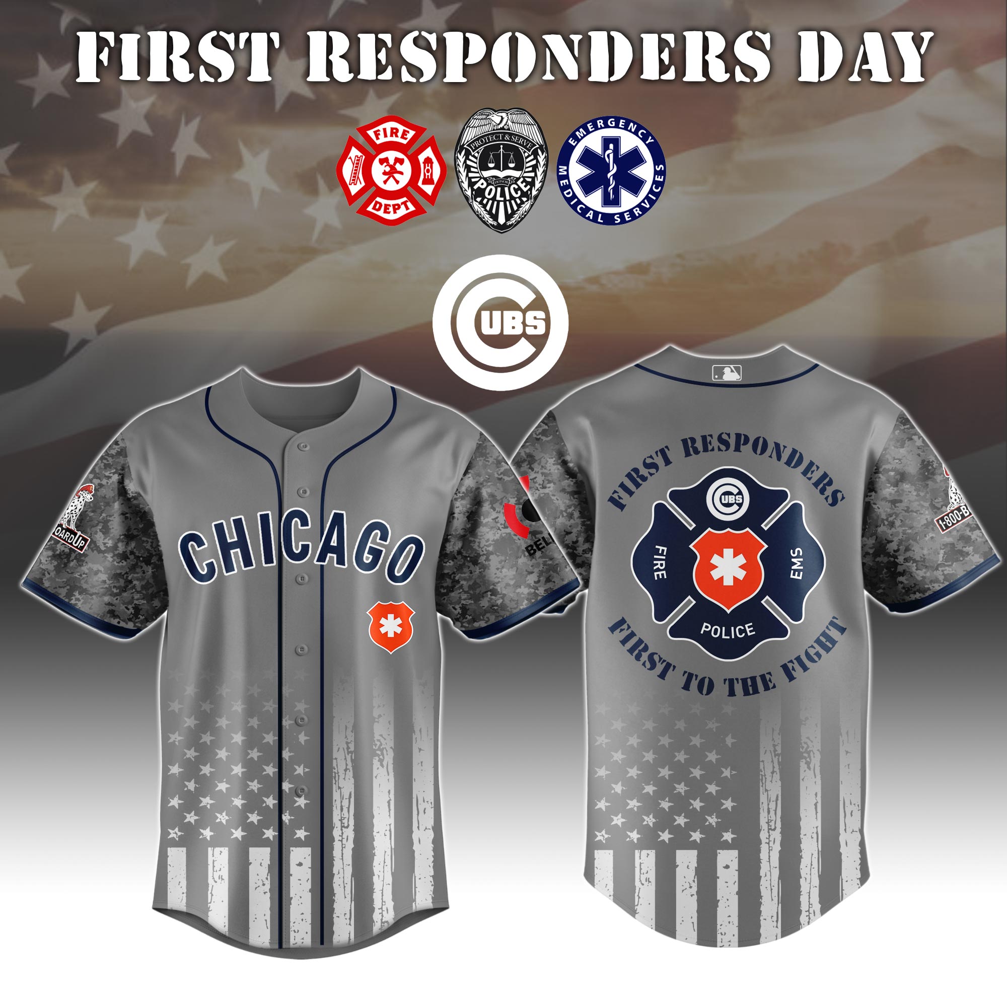 Chicago Cubs MLB x First Responders Jersey 2025 Gift For Baseball Fans