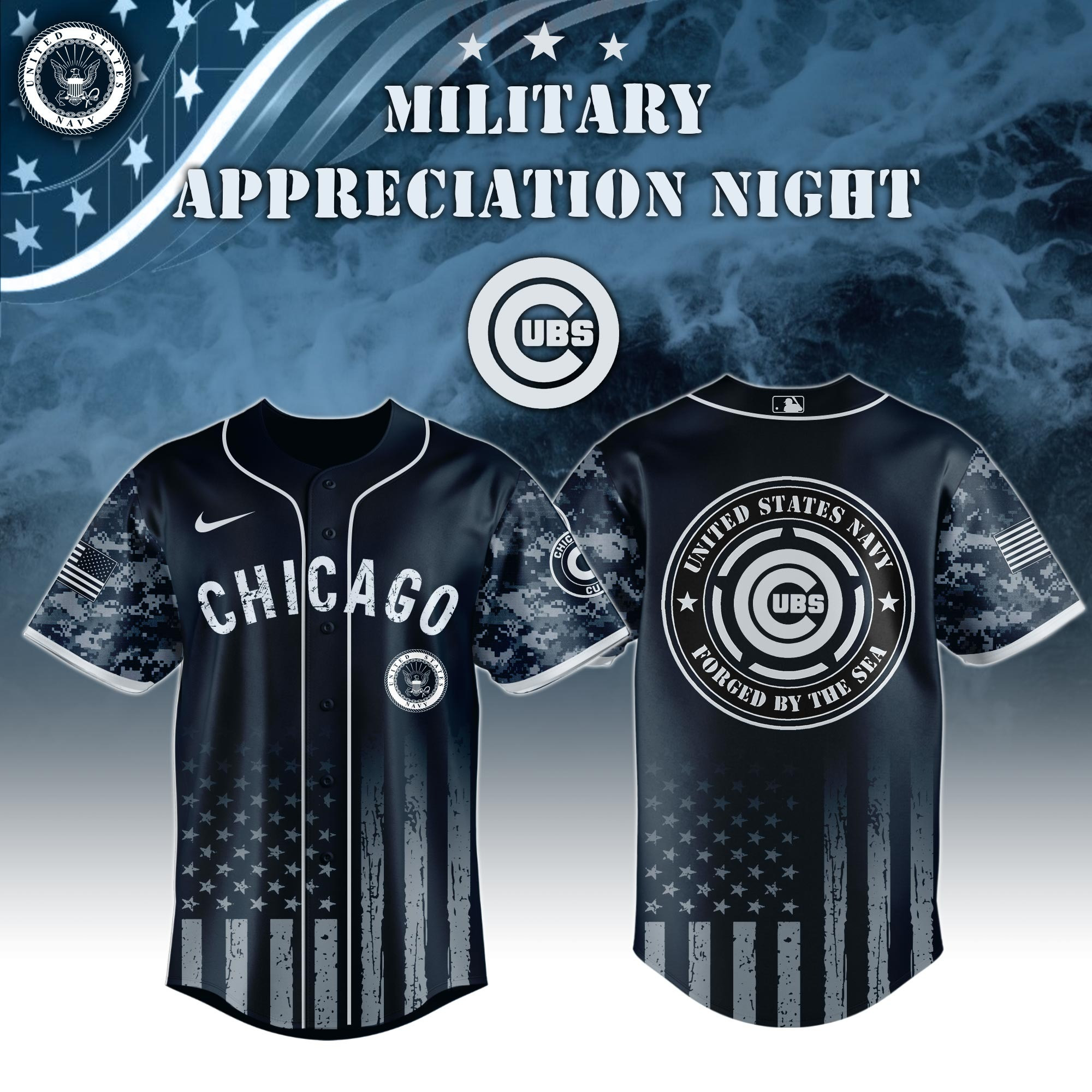 Chicago Cubs MLB x Navy Military Appreciation Night Jersey Baseball Player Gift Ideas