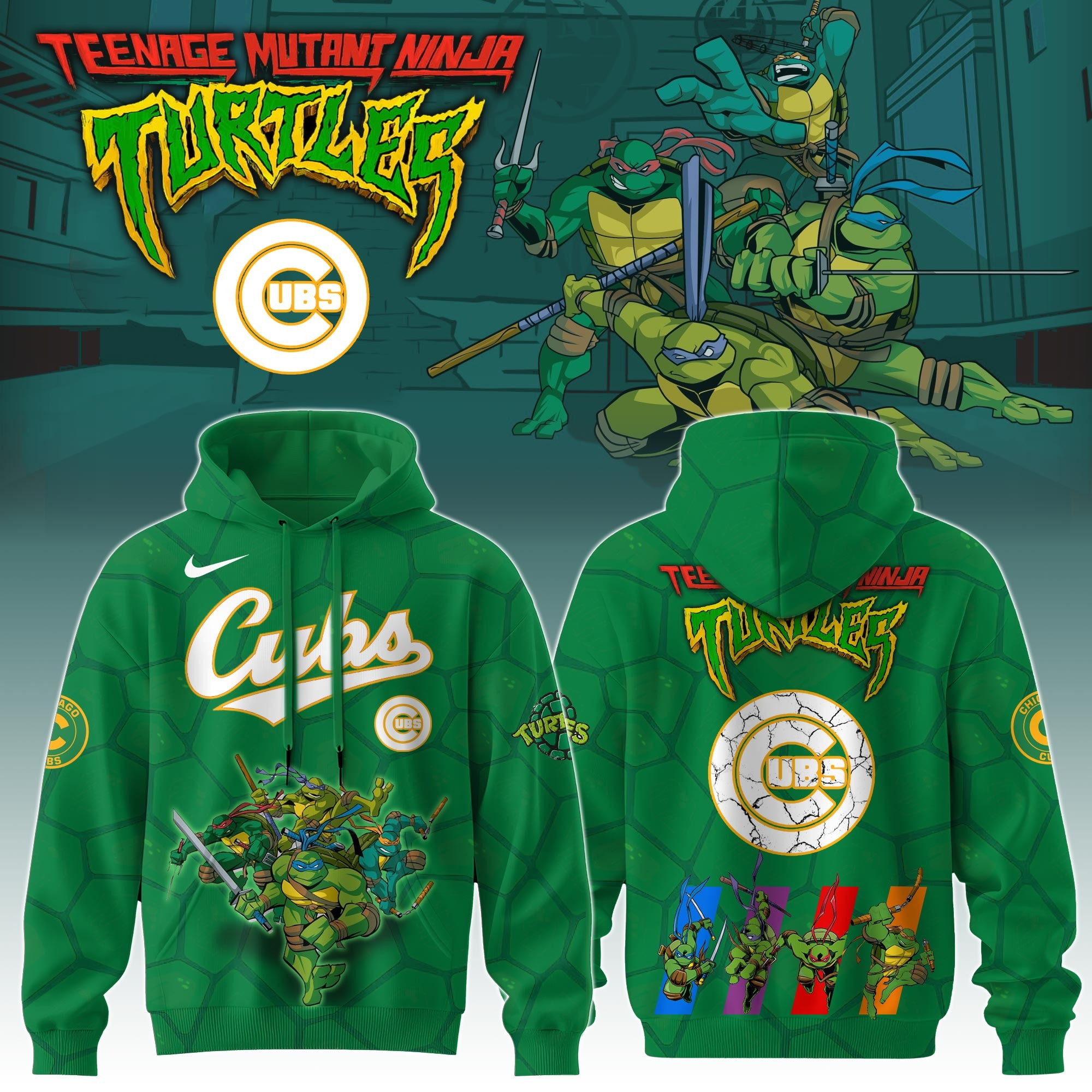 Chicago Cubs MLB X Ninja Turtles Hoodie Baseball Ninja Turtles Lovers Fan Gifts