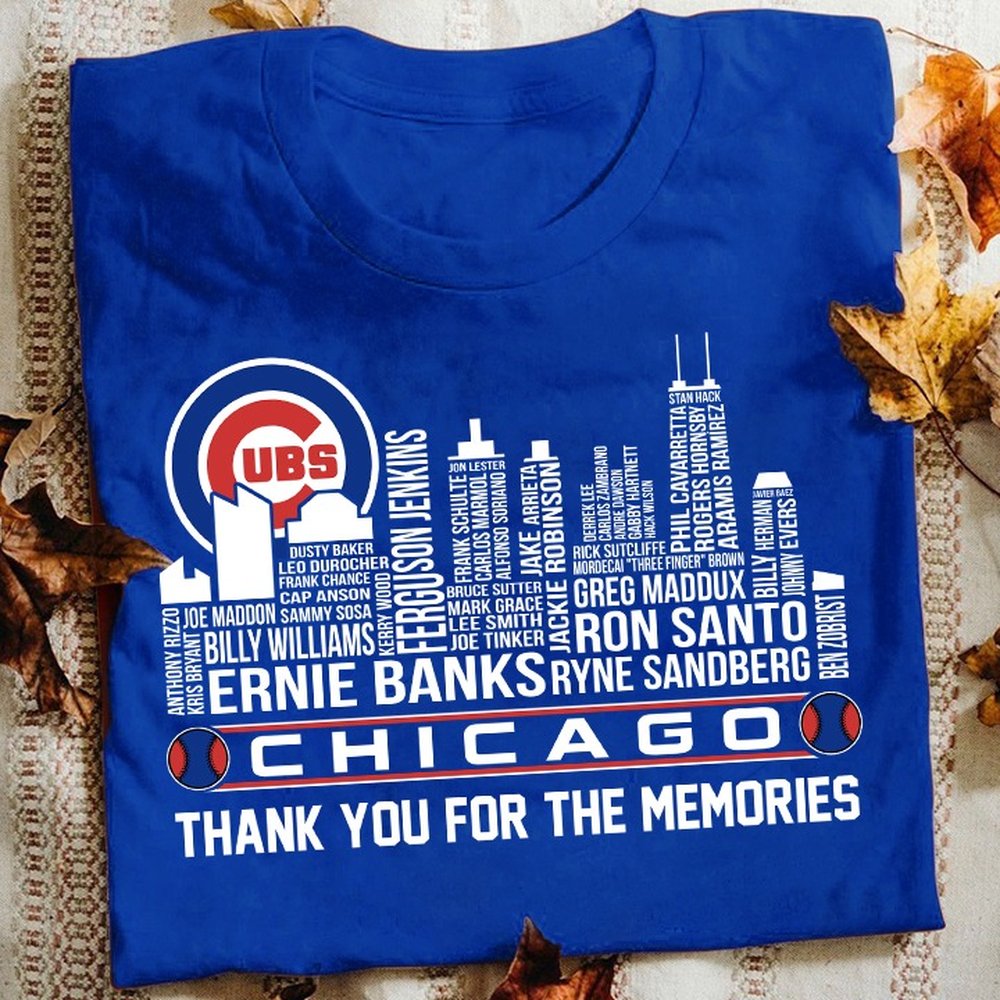 Chicago Cubs Skyline Team Name T-Shirt Cubs Apparel Gifts For Fans