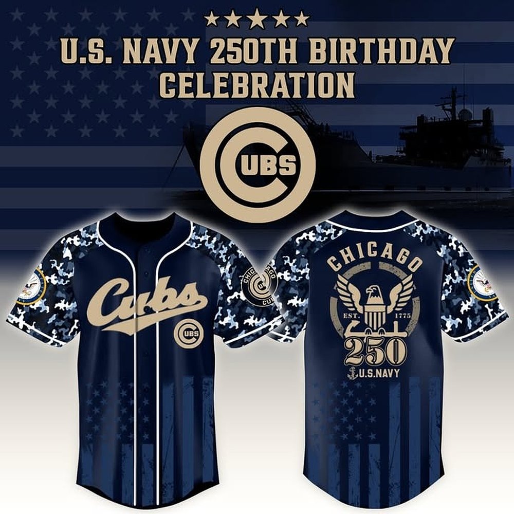 Chicago Cubs US Navy Military Baseball Jersey Best Gift For Baseball Supporters